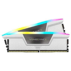 CORSAIR DDR5 6000MT/s 32GB 2x16GB DIMM Unbuffered 36-44-44-96 Std PMIC XMP 3.0 VENGEANCE RGB DDR5 White Heatspreader Black PCB 1.4V