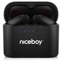 Casti audio in-ear Niceboy HIVE Podsie 3, True Wireless, Bluetooth 5.1, Noise Reduction, Microfon, asistent vocal, mod Gaming, aplicatie mobila, control tactil, IP54, incarcare rapida, autonomie de pana la 35 ore, negru