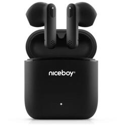 Casti audio in-ear Niceboy HIVE Beans, True Wireless, Bluetooth 5.0, Microfon, asistent vocal, control tactil, IPX4, autonomie de pana la 20 ore, negru