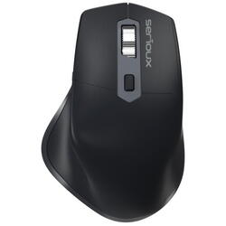 Mouse Serioux Apex 166 Wireless reincarcabil USB-C, Negru, senzor: Optic, DPI: 800/ 1200/1600/ 2400, conexiune: Dongle USB 2,4 GHz, banda de frecventa: 2,4 GHz, click silentios, design ergonomic, baterie integrată litiu de 500 mAh, cerințe OS: Win, Mac, V