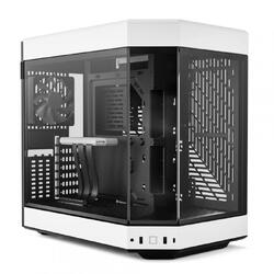 HYTE Y60, Premium ATX, 3 elemente sticla securizata, dual-chamber, riser PCIe inclus, Alb