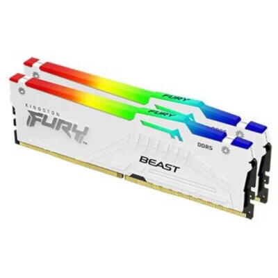 Memorie RAM Kingston, DIMM, DDR5, 64GB, 6000MHz, CL40, 1.35V, FURY Beast White, RGB, Kit of 2