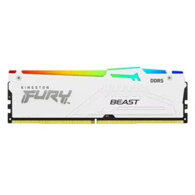 Memorie RAM Kingston, DIMM, DDR5, 64GB, 6000MHz, CL40, 1.35V, FURY Beast White, RGB, Kit of 2