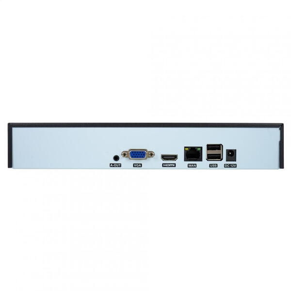 NVR PNI House IP716, 16 canale IP 4K, H.265, ONVIF PNI-IP716, Vizualizare pe mobil și PC: Android, iOS, Windows, 16 canale IP x 4K, RJ45 - 10/100 Mbps, Iesire audio: 1 x 3.5mm, Iesire video: VGA, HDMI, 2 x USB 2.0, Dimensiuni: 255 x 210 x 45 mm