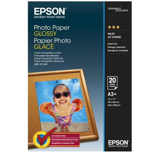 Hartie foto Epson S042535, dimensiune A3+, 20 coli, tip glossy, greutate 200g/m2