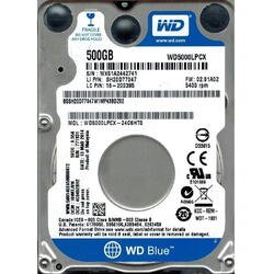 HDD Laptop Western Digital Blue, 500GB, 5400RPM, SATA III