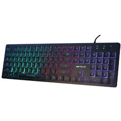 Tastatura Serioux 9500i, cu fir, US layout, iluminata, taste tip Chiclet, neagra, USB