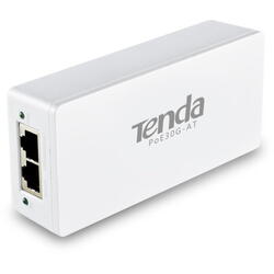 Tenda POE Injector  POE30G-AT; Gigabit, Compatible with IEEE802.3 ,IEEE802.3u, IEEE802.3ab, IEEE802.3af, IEEE802.3atStandard, CSMA/CD,TCP/IP; Transmission range up to 100M; 1* data and power output portsupporting PoE; Power Output: 30W.