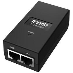 Tenda POE Injector  POE15F, 10/100Mbps; Compatible with IEEE802.3 ,IEEE802.3u Standard; Transmission range up to 100M; Power output can bematched automatically; 1* FE port; 1* data and power output portsupporting PoE.