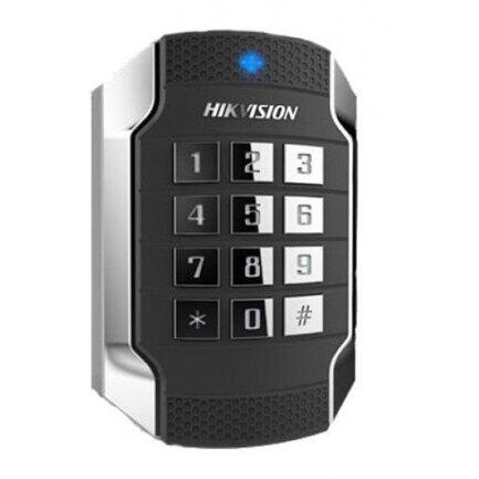 Card reader Hikvision, DS-K1104MK; Mifare 1 card, with keypad; Supports RS485 and Wiegand(W26/W34) protocol; Tamper-proof alarm, Dust-proof, Vandal Proof, IP 65; Applied for 86 and 120 Gang Box.