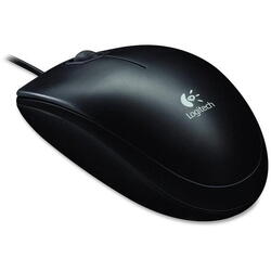 Mouse Logitech B100, optic, interfata USB, rezolutie 800 DPI, 4 butoane, negru