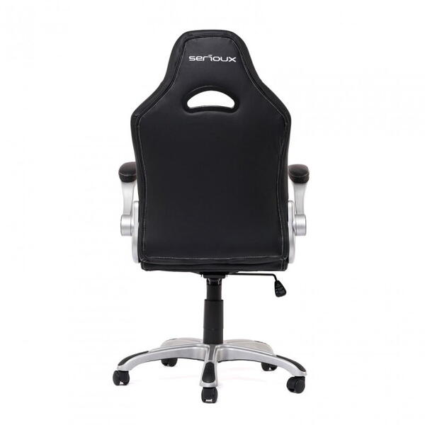 Scaun gaming/racing X by Serioux, Ares, ajustabil, piele sintetica, piston pe gaz, manere reglabile, baza stea cu 5 picioare, greutate maxima admisa 100Kg, negru/rosu