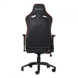 Scaun gaming X by Serioux, Kessian, ajustabil, piele sintetica, piston pe gaz, manere reglabile, baza stea cu 5 picioare, greutate maxima admisa 150Kg, perne detasabile, negru/portocaliu