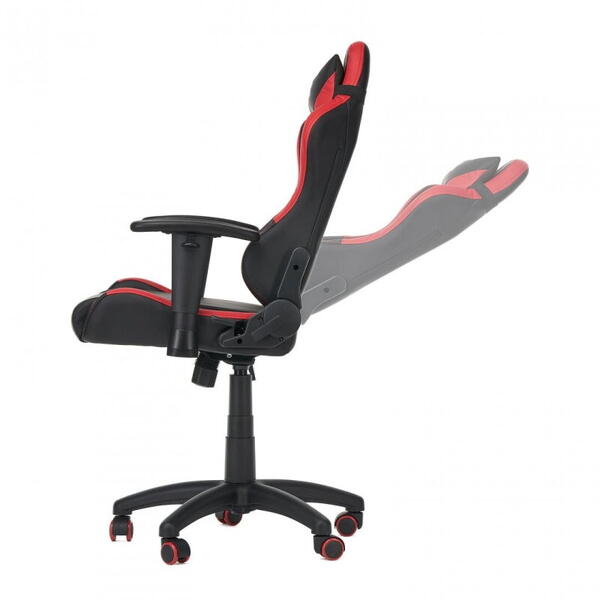 Scaun gaming X by Serioux, KIDS, ajustabil, piele sintetica, piston pe gaz clasa 2, manere reglabile, baza stea cu 5 picioare, greutate maxima admisa 100Kg, perna detasabila, negru/rosu