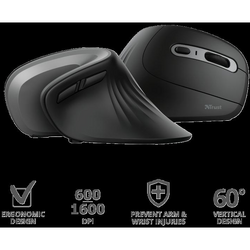 Mouse Trust Verro Ergonomic, Wireless, negru