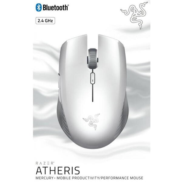 Mouse Razer Atheris Mercury, Bluetooth, alb