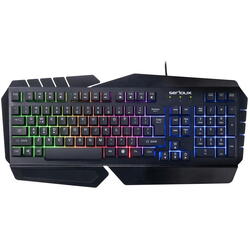 Tastatura gamig Serioux Andor, 104 taste, 19 taste Anti-ghosting , design ergonomic, iluminare rainbow, structura metalica neagra, taste negre, design cu palm rest, cablu USB 1.5M PVC, plug and play, compatibila cu Windows 2000/XP/9X/VISTA/7/8/10