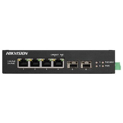 Switch Hikvision DS-3T0506HP-E/HS, 4-Port, PoE