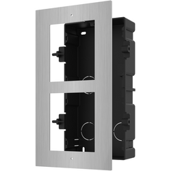 Panou frontal pentru 2 module de videointerfon modular Hikvision DS-KD- ACF2/S; permite conectarea a 2 module de interfon modular; montare incastrata; material otel inoxidabil; doza de plastic inclusa; dimensiuni:236mm x 124mm x 4mm;