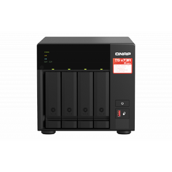 NAS QNAP 473A 4-Bay, CPU AMD Ryzen V1000 series V1500B 4C/8T 2.2 GHz, RAM 8GB (1x 8GB) DDR4 (2 x SODIMM slots, max. 64GB total, optional ECC RAM support), 2.5/3.5 SAS 12Gbps, SAS/SATA 6Gbps HDD (neincluse), LAN: 2 x 2.5GbE, optional 10GbE expansion via a