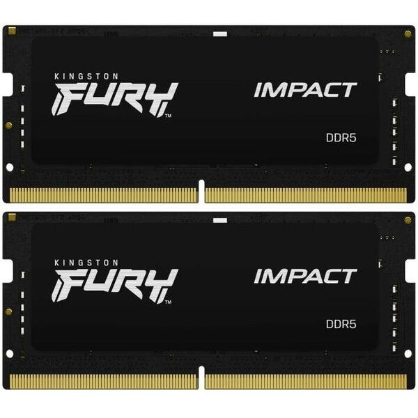 Memorie RAM Kingston Fury Impact, SODIMM, DDR5, 32GB, CL38, 4800MHz