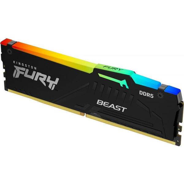 Memorie RAM Kingston FURY Beast RGB, DIMM, 32GB (2x16GB) DDR5, CL40, 5600MHz