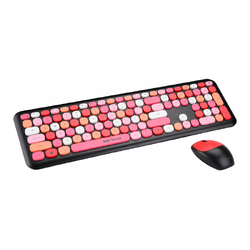 Kit tastatura + mouse Serioux Colourful 9920RD, wireless 2.4GHz, US layout, multimedia, mouse optic 1200dpi, USB, nano receiver, rosu