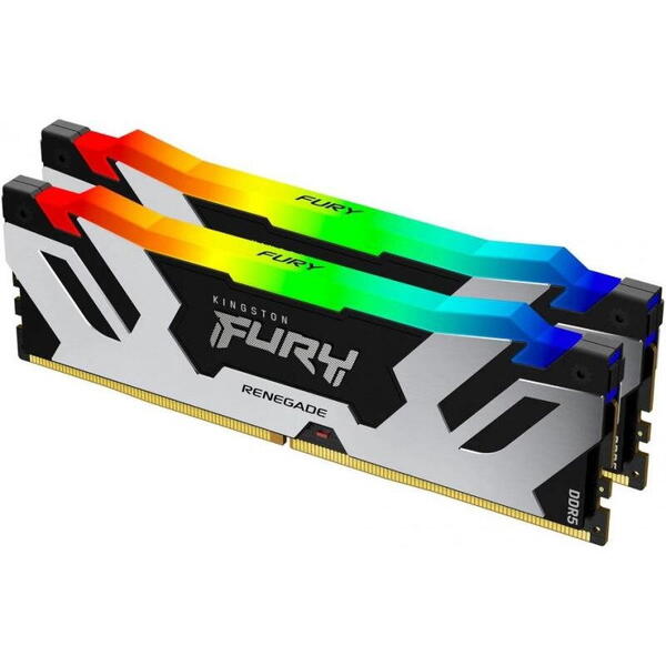 Memorie RAM Kingston Fury Renegade RGB, DIMM, DDR5, 32GB, CL32, 6400MHz. kit of 2