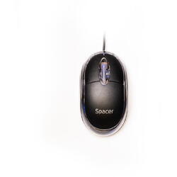 MOUSE Spacer, PC sau NB, cu fir, USB, optic, 800 dpi, butoane/scroll 3/1, negru, SPMO-080