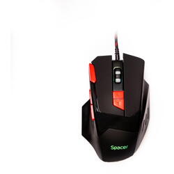 MOUSE Spacer Gaming SP-GM-02 cu fir, optic,1000/ 1600/ 2000/ 2400 dpi, butoane/scroll 8/1, iluminare LED RGB, 7 cicluri prestabilite, negru