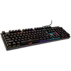 Tastatura Spacer WARRIOR cu fir, USB, switch-uri mecanice albastre, 50 mil. apasari, 104 taste, anti-ghosting 26 taste, anti-spill, black