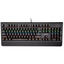 Tastatura Spacer SPKB-MK-01 cu fir, USB, switch-uri mecanice albastre, 50 mil. apasari, 104 taste, anti-ghosting 26 taste, anti-spill, palm rest metalic, black