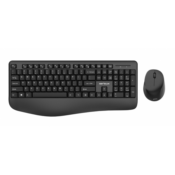 Kit tastatura + mouse Serioux NK9810WR, wireless 2.4GHz, US layout, multimedia, mouse optic 1200dpi, negru, USB, nano receiver