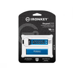 USB Flash Drive Kingston 16GB IronKey Keypad 200, USB 3.2 Gen1, FIPS 140-3 Lvl 3 (Pending) AES-256 Encrypted