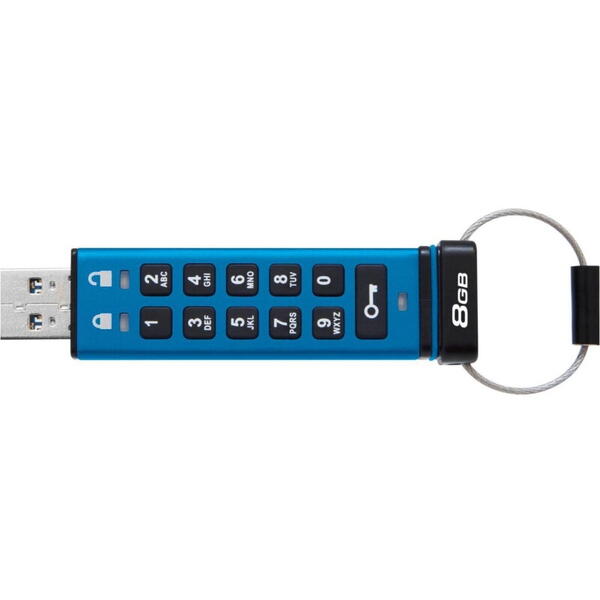 USB Flash Drive Kingston 8GB IronKey Keypad 200, USB 3.2 Gen1, FIPS 140-3 Lvl 3 (Pending) AES-256 Encrypted