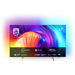 Televizor Philips Ambilight 43PUS8507/12 (Model 2022) 43"(108CM), LED 4K, Silver, Flat, Android TV, Mirroring iOS/Android