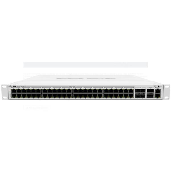 SWITCH MIKROTIK CRS354-48P-4S+2Q+RM, 48xLAN Gigabit, 4xSFP, 2x40G QSFP, POE 700W 802.3af/at, Procesor: 650 MHz, Ram: 64Mb, IP20.