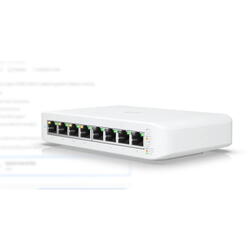 Ubiquiti UniFi 8 port switch, USW-LITE-8-POE, 8 x 10/100/1000 Mbe RJ 45 ports, 4 x POE, 8 Gbps, buget POE: 52W, SMB layer 2 PoE GbE switch, dimensiuni: 99.6 x 163.7 x 31.7 mm.