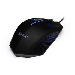 Mouse Spacer SPMO-M20, cu fir, 1000DPI, senzor optic, 3 butoane, iluminare, negru