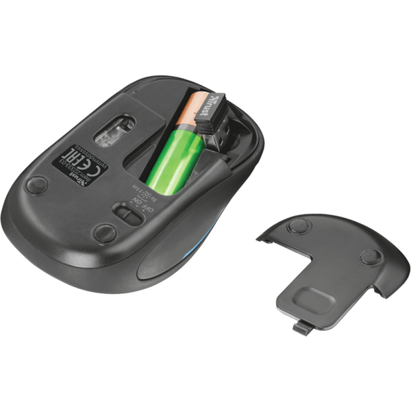 Mouse fara fir Trust Yvi FX Wireless Mouse - negru  Specifications General Height of main product (in mm) 95 mm Width of main product (in mm) 57 mm Depth of main product (in mm) 40 mm Total weight 84 g Formfactor compact Ergonomic design no  Connectivity