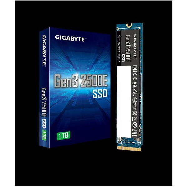 SSD GIGABYTE Gen3 1TB, M.2, PCIe 3.0x4, NVMe1.3, viteza citire: 2400 MB/s, Viteza scriere: 1800 MB/s.