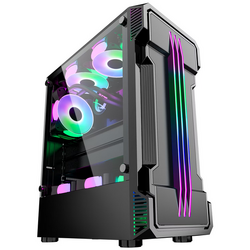 Carcasa PRO GAMING ZERG Mid Tower ARGB Negru, Tempered Glass, Ventilatoare Suportate: 6, Ventilatoare Incluse: 3, 1xTelecomanda+ccontroller, Dimensiuni 378x190x447, ATX