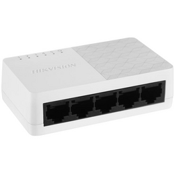 Switch 5 porturi Hikvision DS-3E0105D-E;  L2, Unmanaged, 5 × 10/100 Mbps adaptive Ethernet ports, Plug & play, Support ADI/ADIX, Standard: IEEE 802.3, IEEE 802.3u, IEEE 802.3x, desktop plastic switch, material: ABS dimensiuni: 83.00 mm × 22.00 mm × 52.00