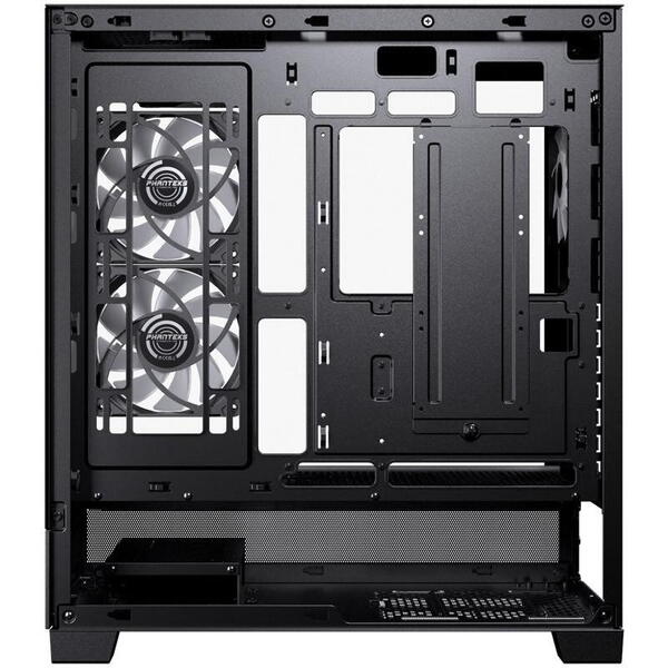 Carcasa PHANTEKS XT VIEW Mid Tower DRGB NEGRU, Tempered Glass, Sloturi Expansiune 7, Drive Bays: 2x 3,5" 5x2,5", Ventilatoare Suportate: 7 (spate: 1x120mm sau 1x140mm, sus: 3x120mm sau 2x140mm, Placa intermediara: 3x120mm ), Ventilatoare incluse: 3(fata: