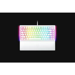 Tastatura mecanica gaming BlackWidow V4 75%, taste ABS, layout US, iluminare RGB, cu 6 butoane customizabile, suport pentru incheietura magnetic, alb