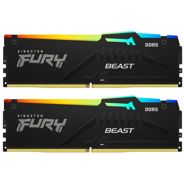 KINGSTON 64GB 6000MT/s DDR5 CL30 DIMM Kit of 2 FURY Beast RGB XMP