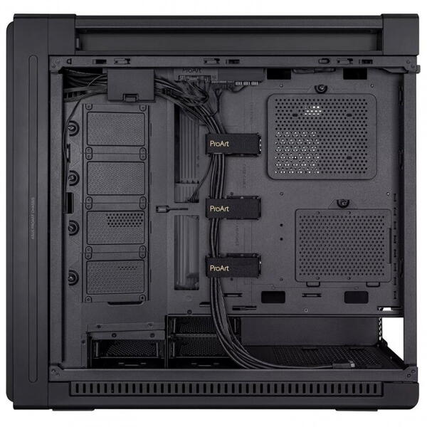 Carcasa ASUS PROART PA602 TG ARGB BLACK EATX MID TOWER, Expansion Slots 8, 3 (additional vertical), Pre installed fans (front) 2x 200mm (rear) 1x 140mm