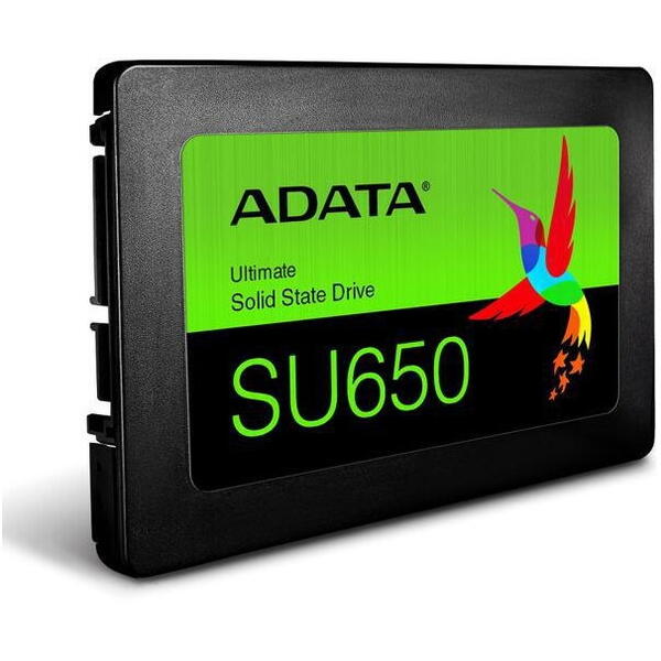 SSD ADATA 2TB 2.5 SATA3 6GB/s SU650, MTBF: 2.000.000 hours, max sequential read 520MB/s, max sequential write 450MB/s