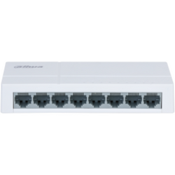 Switch Dahua 8 porturi Unmanaged, PFS3008-8ET-L, Interfata: 8 x 10/100 Mbps, Capacitate: 1.6 Gbit, Packet Forwarding Rate: 1.1904 MPPS, Greutate: 160g, Dimensiuni: 132.9 mm × 62.4 mm × 24.0 mm, Material carcasa: plastic.