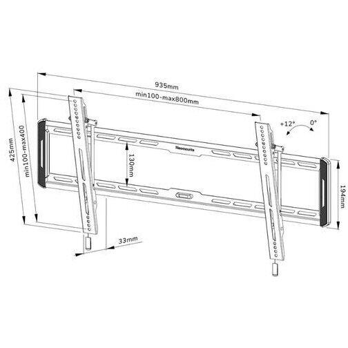 Suport TV perete Neomounts by Newstar, pentru display-uri 43"-86", suporta pana 70 kg, VESA min. 100x100, VESA max. 800x400, inclinare + 12°, negru